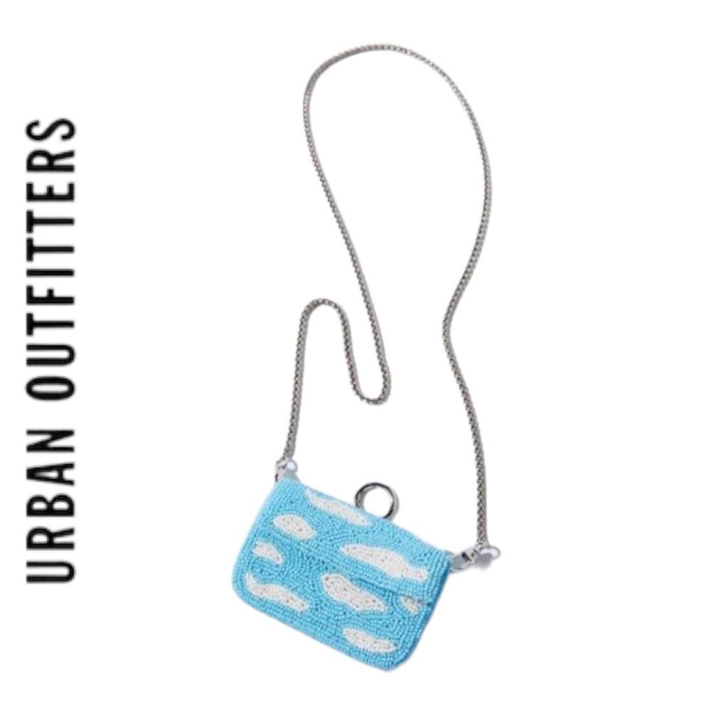 NEW UO Urban Outfitters Sloane Blue White Beaded Mini Purse